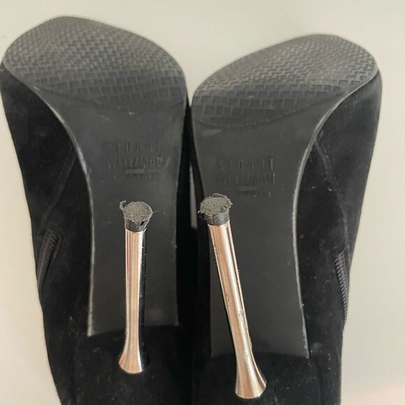 Stuart Weitzman Black Stiletto Ankle Boots with Silver Heel Size 5.5 - Picture 3 of 9